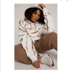 GOOD AMERICAN Cool Crop Hoodie In Putty Tie Dye Size‎ XXL